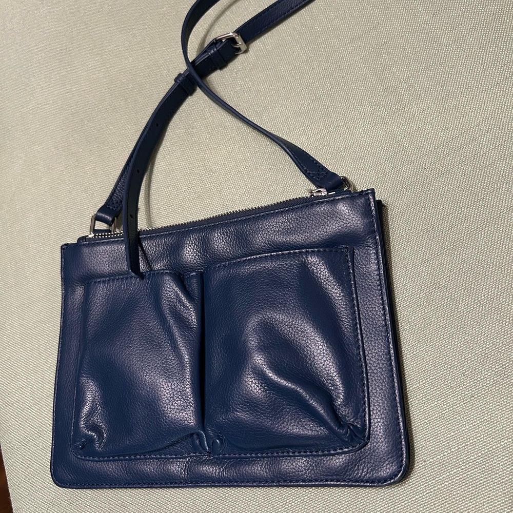 Barneys New York Blue Leather Shoulder Bag